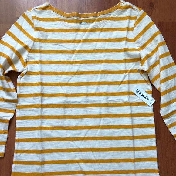 OLD NAVY | Yellow White Stripe Long Sleeve T Shirt XS - Picture 3 of 8